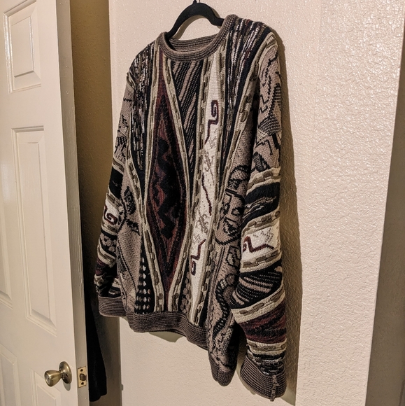 Coogi style aztecan motif grandpa sweater - Picture 2 of 7